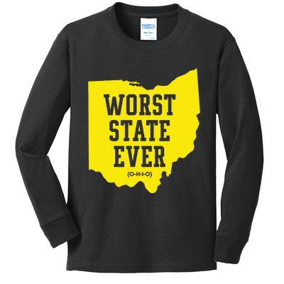 Worst State Ever Ohio Kids Long Sleeve Shirt