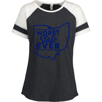 Worst State Ever Ohio Funny Gift Enza Ladies Jersey Colorblock Tee