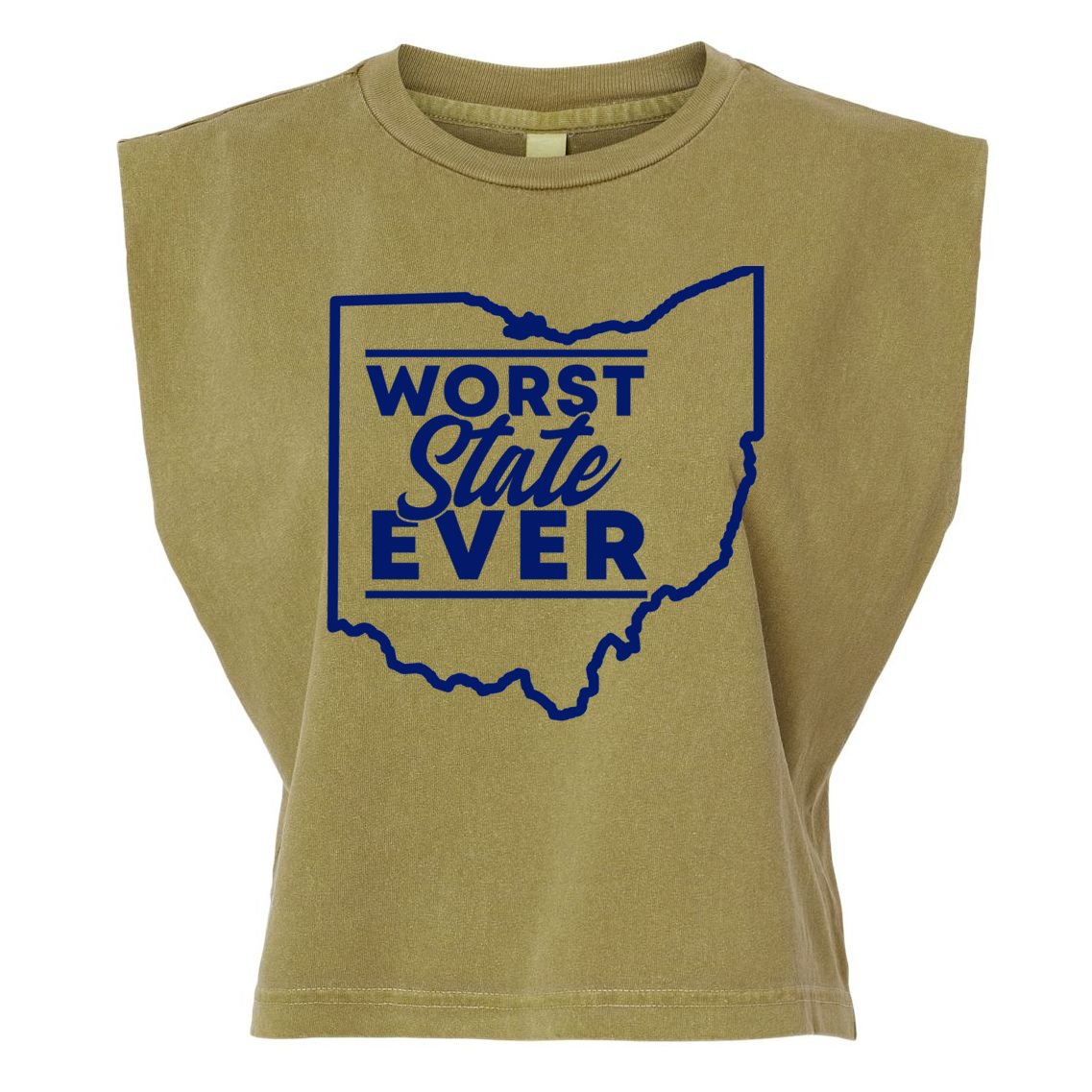 Worst State Ever Ohio Funny Gift Garment-Dyed Women's Muscle Tee