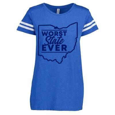 Worst State Ever Ohio Funny Gift Enza Ladies Jersey Football T-Shirt