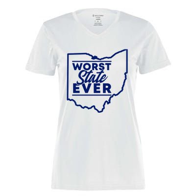 Worst State Ever Ohio Funny Gift Women's Momentum V-Neck T-Shirt