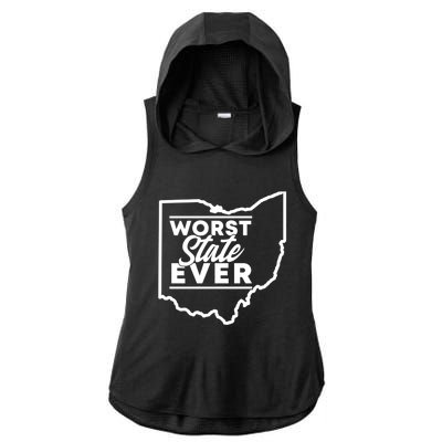 Worst State Ever Ohio Funny Gift Ladies PosiCharge Tri-Blend Wicking Draft Hoodie Tank