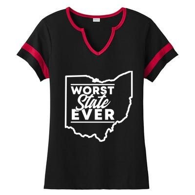 Worst State Ever Ohio Funny Gift Ladies Halftime Notch Neck Tee