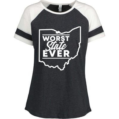 Worst State Ever Ohio Funny Gift Enza Ladies Jersey Colorblock Tee