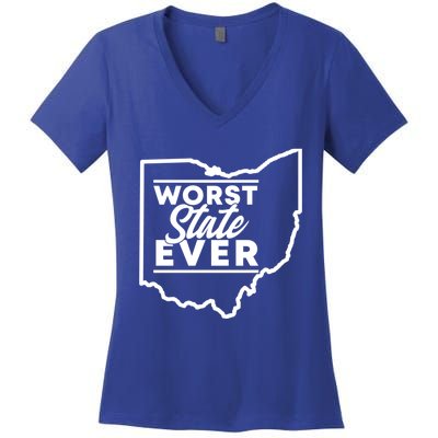 Worst State Ever Ohio Funny Gift Women's V-Neck T-Shirt