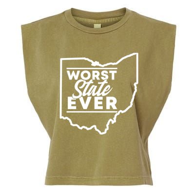 Worst State Ever Ohio Funny Gift Garment-Dyed Women's Muscle Tee