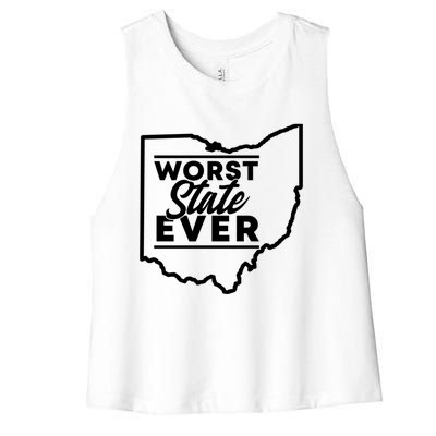 Worst State Ever Ohio Funny Gift Women's Racerback Cropped Tank