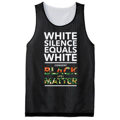 White Silence Equals White Consent Racial Equality Mesh Reversible Basketball Jersey Tank