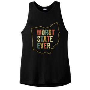 Worst State Ever Ohio Sucks Funny Sports Fan Rivalry Humor Gift Ladies PosiCharge Tri-Blend Wicking Tank