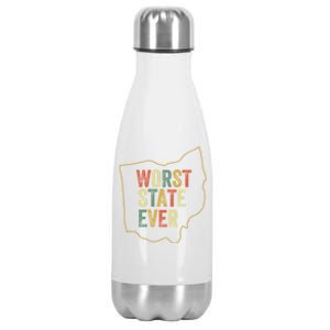 Worst State Ever Ohio Sucks Funny Sports Fan Rivalry Humor Gift Stainless Steel Insulated Water Bottle