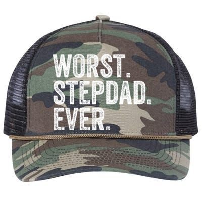 Worst Stepdad Ever Funny Dad Joke FatherS Day Cute Gift Retro Rope Trucker Hat Cap