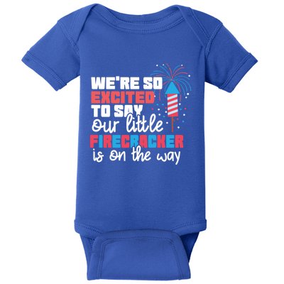 Were So Excited To Say Our Little Firecracker Is On The Way Gift Baby Bodysuit