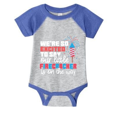 Were So Excited To Say Our Little Firecracker Is On The Way Gift Infant Baby Jersey Bodysuit