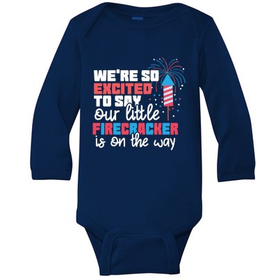 Were So Excited To Say Our Little Firecracker Is On The Way Gift Baby Long Sleeve Bodysuit