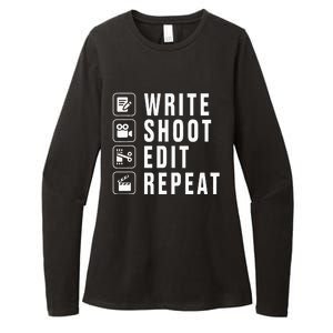 Write Shoot Edit Repeat Filmmaker Movie Director Filmmaking Womens CVC Long Sleeve Shirt