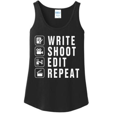 Write Shoot Edit Repeat Filmmaker Movie Director Filmmaking Ladies Essential Tank