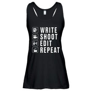 Write Shoot Edit Repeat Filmmaker Movie Director Filmmaking Ladies Essential Flowy Tank