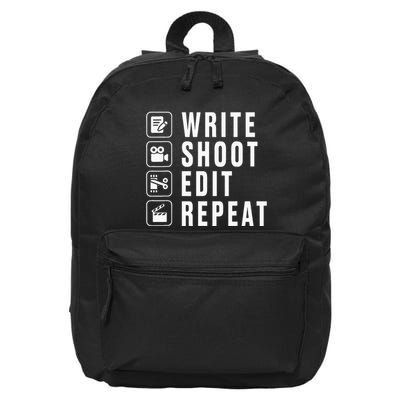 Write Shoot Edit Repeat Filmmaker Movie Director Filmmaking 16 in Basic Backpack