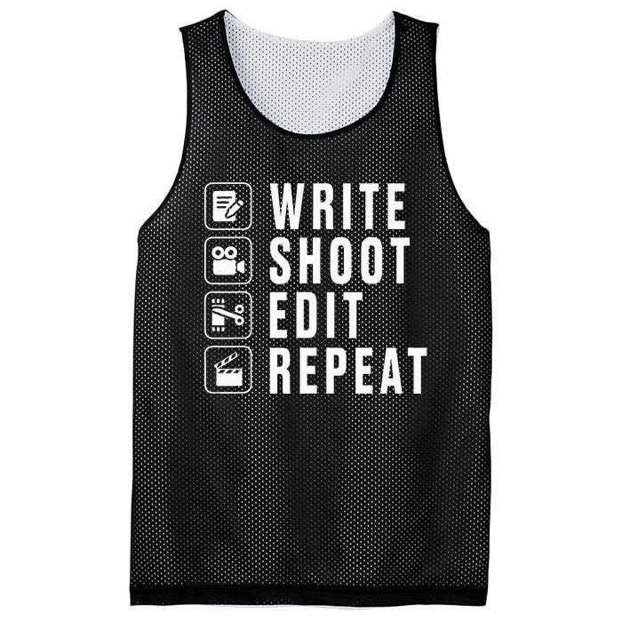 Write Shoot Edit Repeat Filmmaker Movie Director Filmmaking Mesh Reversible Basketball Jersey Tank