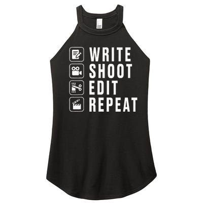 Write Shoot Edit Repeat Filmmaker Movie Director Filmmaking Women’s Perfect Tri Rocker Tank