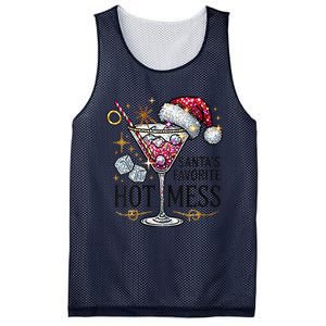 Women Santas Favorite Hot Mess Funny Margarita Gift Mesh Reversible Basketball Jersey Tank