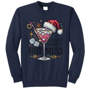 Women Santas Favorite Hot Mess Funny Margarita Gift Tall Sweatshirt