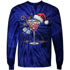 Women Santas Favorite Hot Mess Funny Margarita Gift Tie-Dye Long Sleeve Shirt