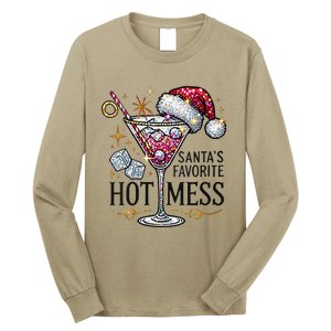 Women Santas Favorite Hot Mess Funny Margarita Gift Long Sleeve Shirt