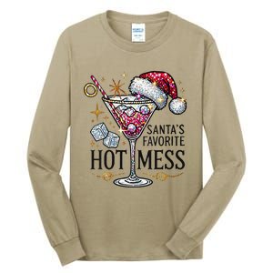 Women Santas Favorite Hot Mess Funny Margarita Gift Tall Long Sleeve T-Shirt