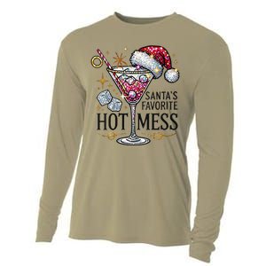 Women Santas Favorite Hot Mess Funny Margarita Gift Cooling Performance Long Sleeve Crew