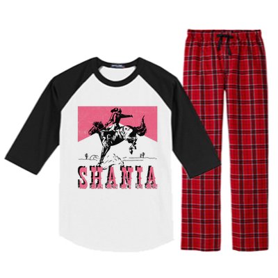 Western Shania First Name Punchy Cowboy Cowgirl Rodeo Style Raglan Sleeve Pajama Set