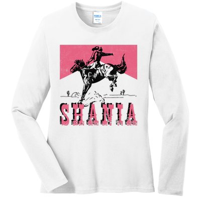 Western Shania First Name Punchy Cowboy Cowgirl Rodeo Style Ladies Long Sleeve Shirt