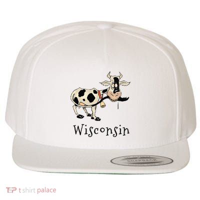 Wisconsin Silly Funny Whimsy Dairy Cow Farm Holstein Wool Snapback Cap