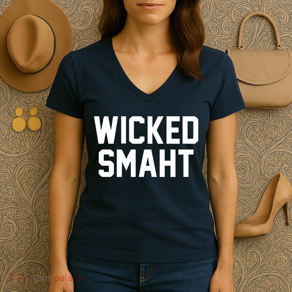 Wicked Smaht Funny Women's V-Neck T-Shirt