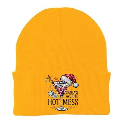 Women Santas Favorite Hot Mess Funny Margarita Gift Knit Cap Winter Beanie