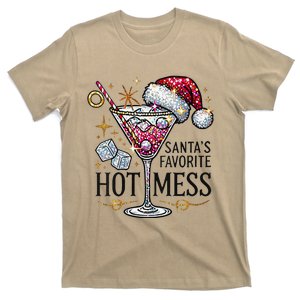 Women Santas Favorite Hot Mess Funny Margarita Gift T-Shirt