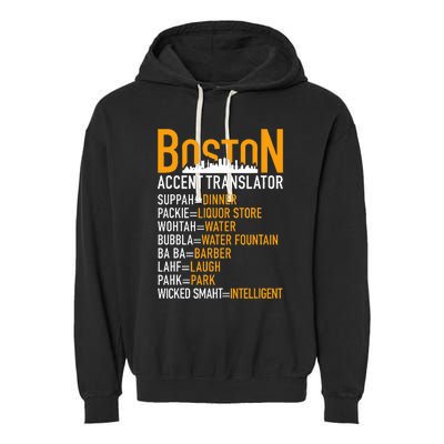 Wicke Smaht Funny Boston Accent Translator Garment-Dyed Fleece Hoodie