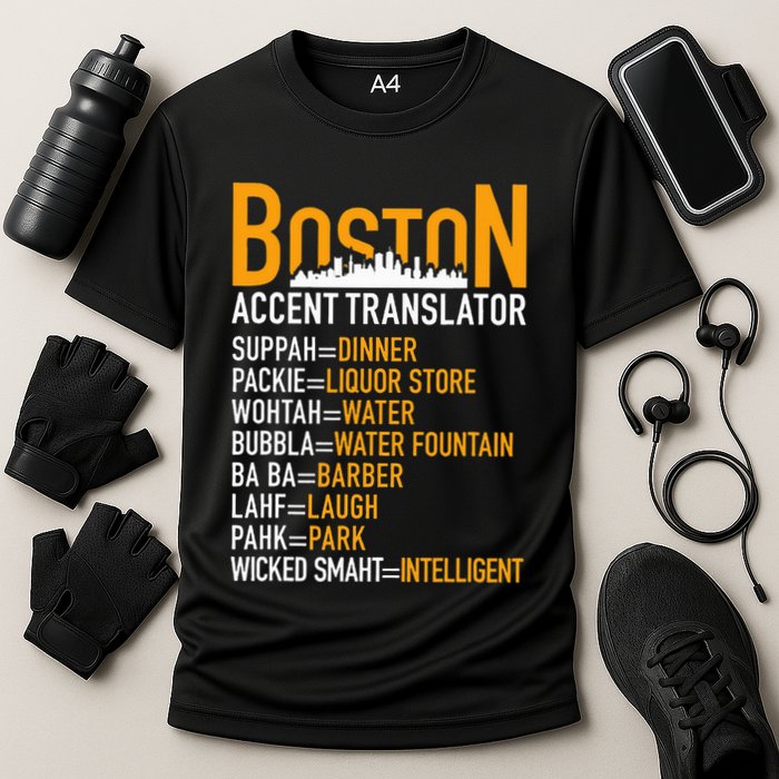 Wicke Smaht Funny Boston Accent Translator Performance Shirt