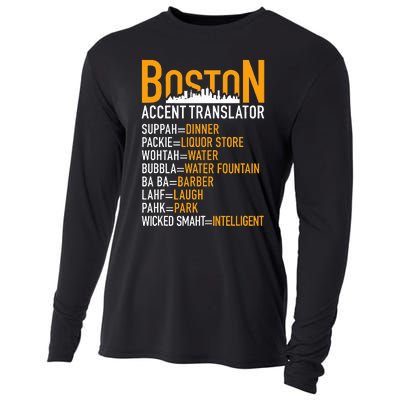 Wicke Smaht Funny Boston Accent Translator Cooling Performance Long Sleeve Crew