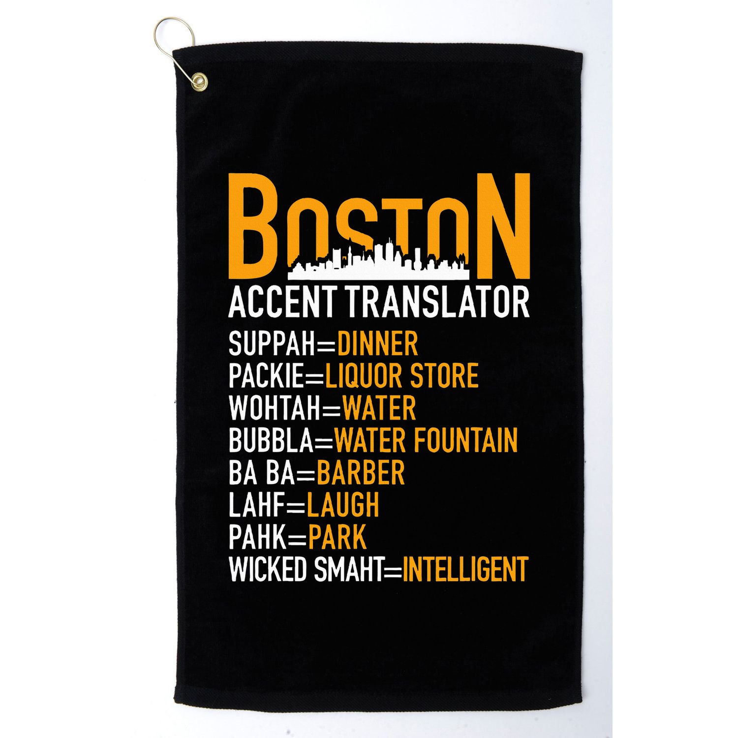 Wicke Smaht Funny Boston Accent Translator Golf Towel