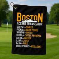 Wicke Smaht Funny Boston Accent Translator Golf Towel