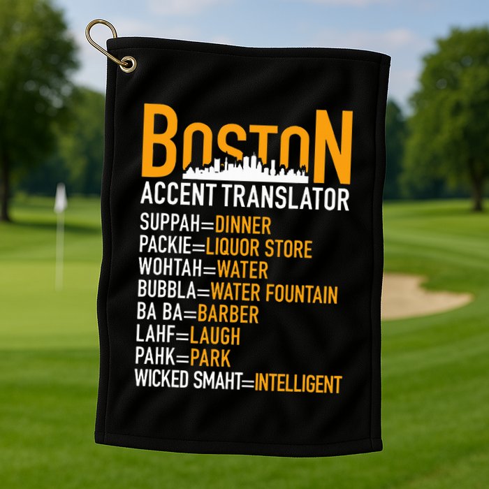 Wicke Smaht Funny Boston Accent Translator Golf Towel