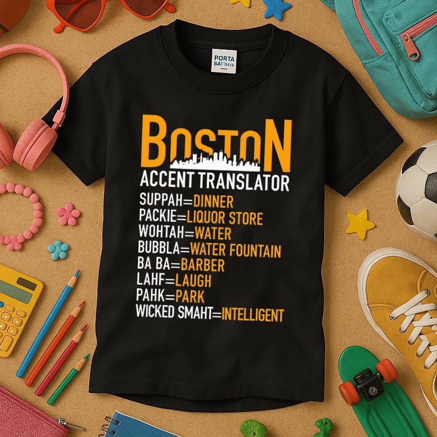 Wicke Smaht Funny Boston Accent Translator Kids T-Shirt