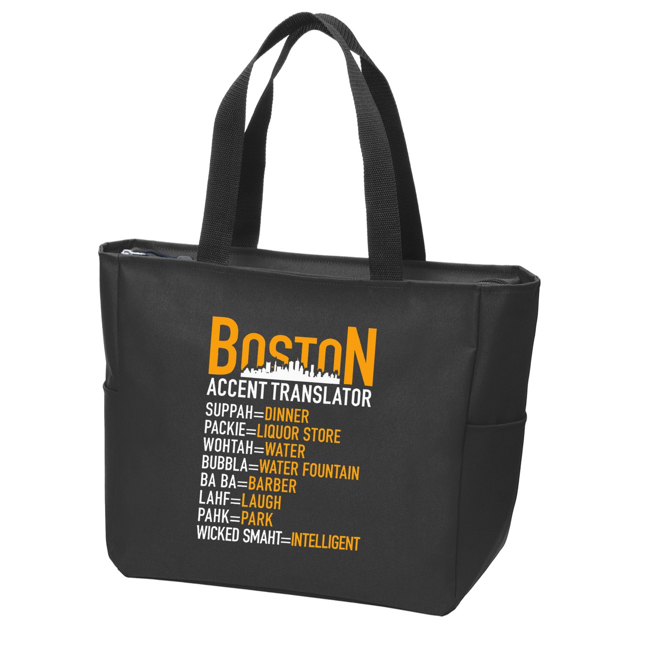 Wicke Smaht Funny Boston Accent Translator Zip Tote Bag