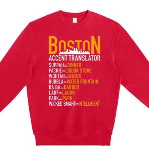 Wicke Smaht Funny Boston Accent Translator Premium Crewneck Sweatshirt