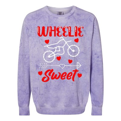 Wheelie Sweet Funny Valentine's Day Heart Dirt Bike Biking Colorblast Crewneck Sweatshirt