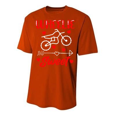 Wheelie Sweet Funny Valentine's Day Heart Dirt Bike Biking Performance Sprint T-Shirt