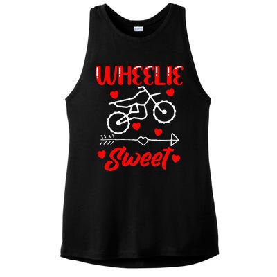 Wheelie Sweet Funny Valentine's Day Heart Dirt Bike Biking Ladies PosiCharge Tri-Blend Wicking Tank