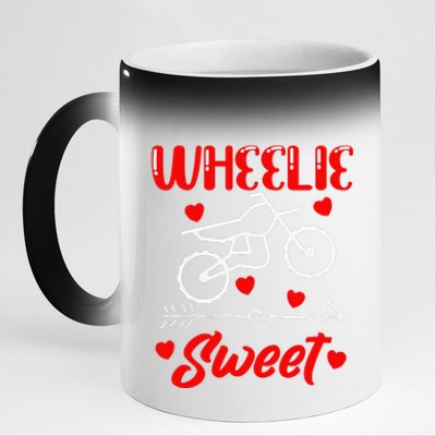 Wheelie Sweet Funny Valentine's Day Heart Dirt Bike Biking 11oz Black Color Changing Mug