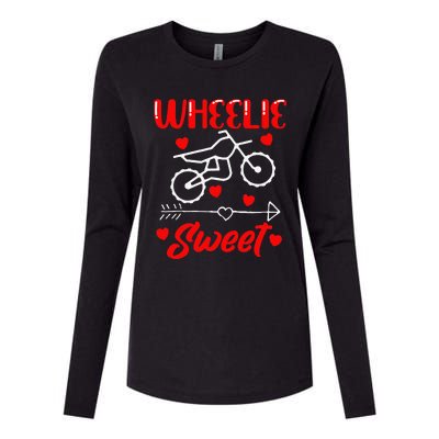 Wheelie Sweet Funny Valentine's Day Heart Dirt Bike Biking Womens Cotton Relaxed Long Sleeve T-Shirt